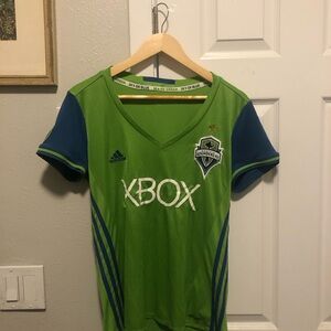Adidas sounders Green and Blue Climalite Jersey